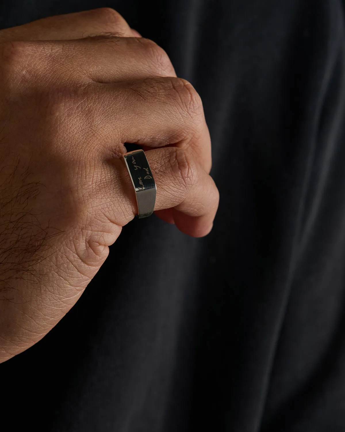 Signature Rectangle Signet Ring | Silver
