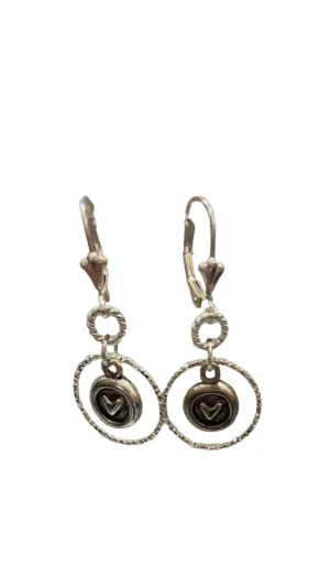 SILVER HEART DROP EARRINGS