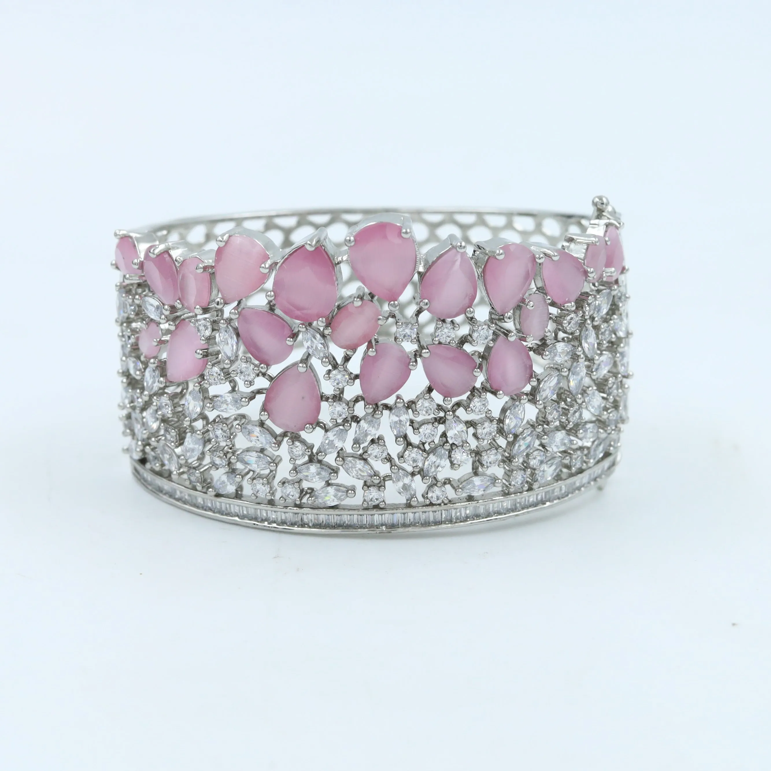 Silver Plated Zircon/ AD Pink Bracelet 12453-8895