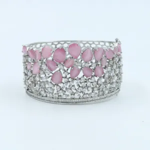 Silver Plated Zircon/ AD Pink Bracelet 12453-8895