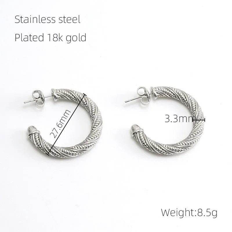 Silver Twisted Rope Hoop Earrings