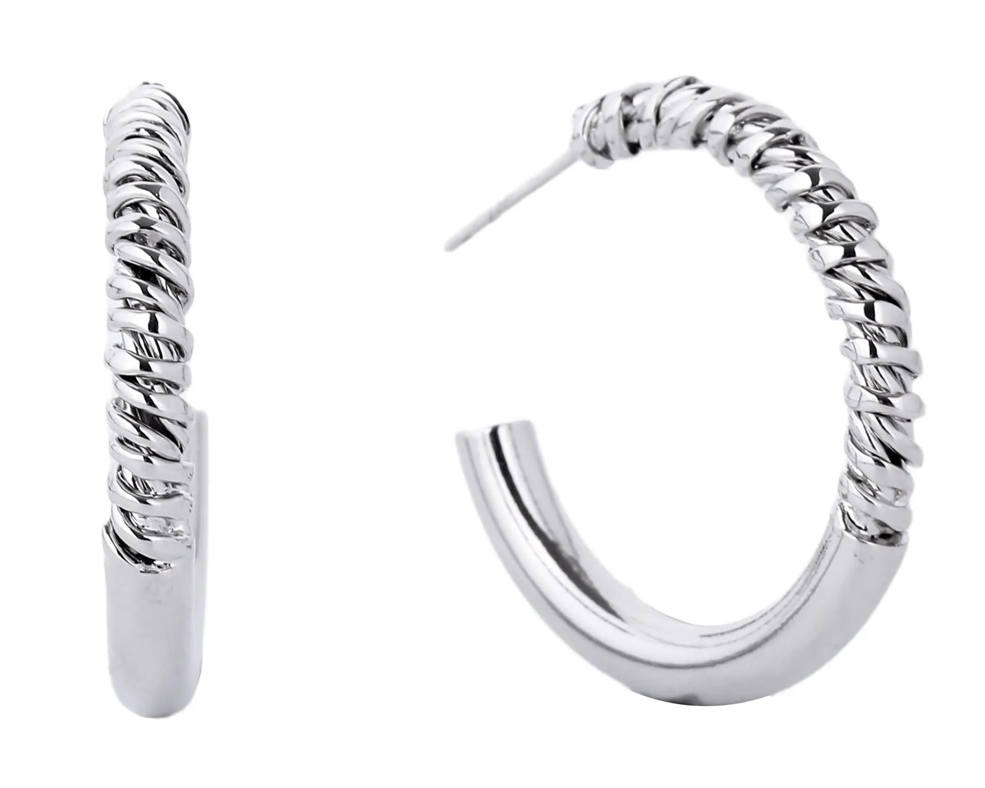 SJE310427 14K Dipped Half Twist Post Hoop Earrings