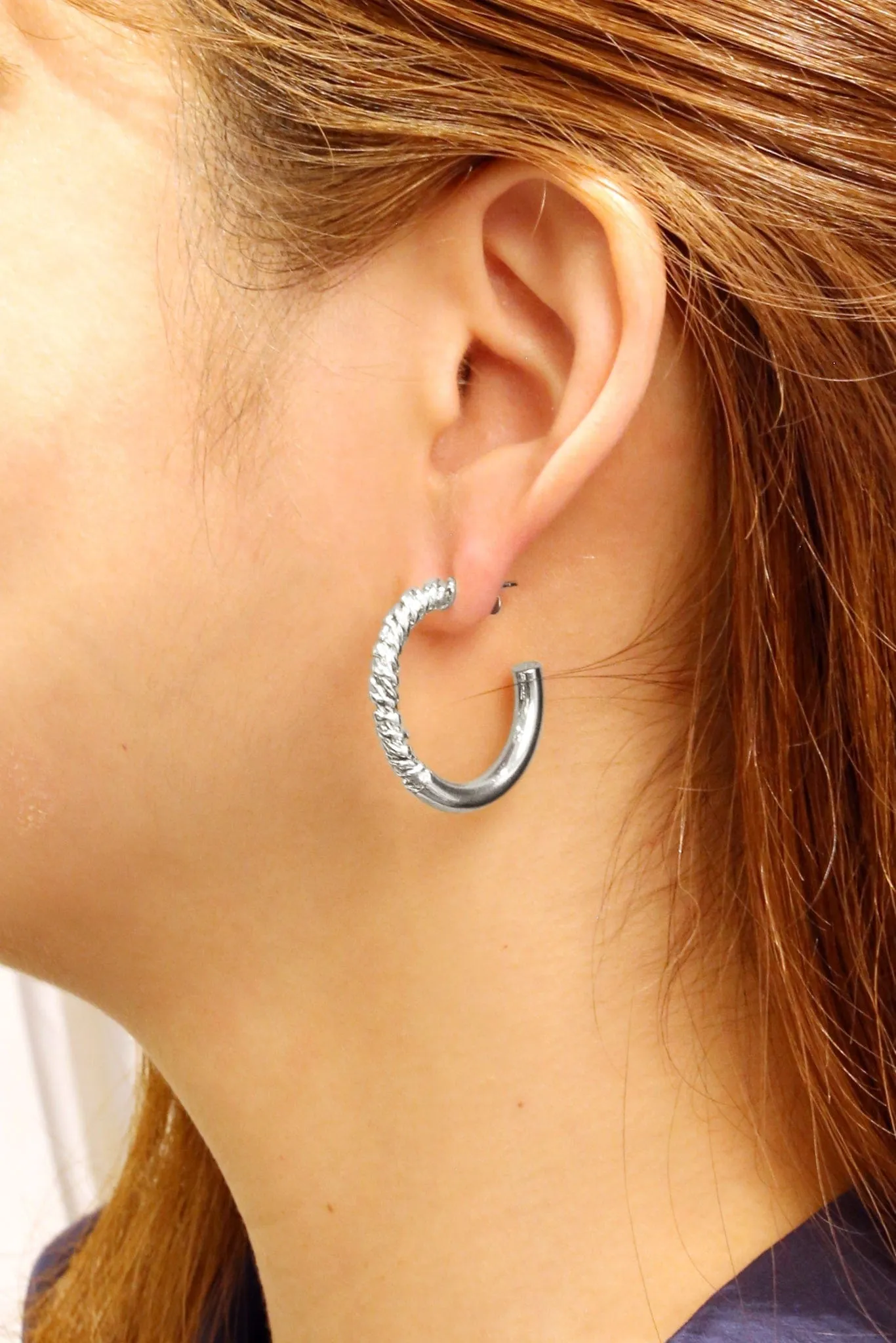 SJE310427 14K Dipped Half Twist Post Hoop Earrings