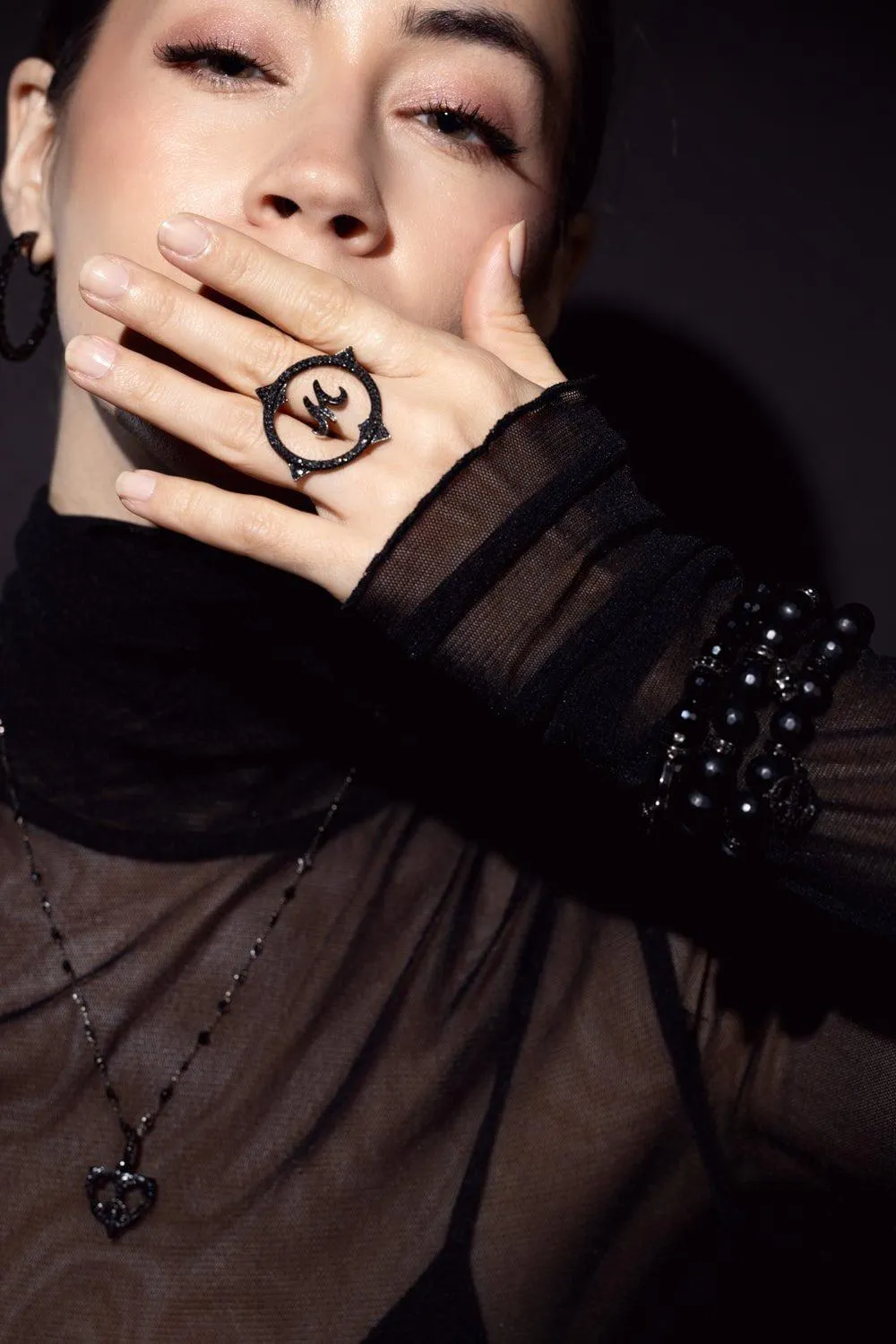 Skull Charm Onyx Bead Bracelet