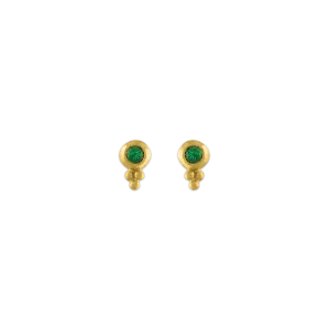 Small Emerald Lentil-Shaped Bulla Earrings