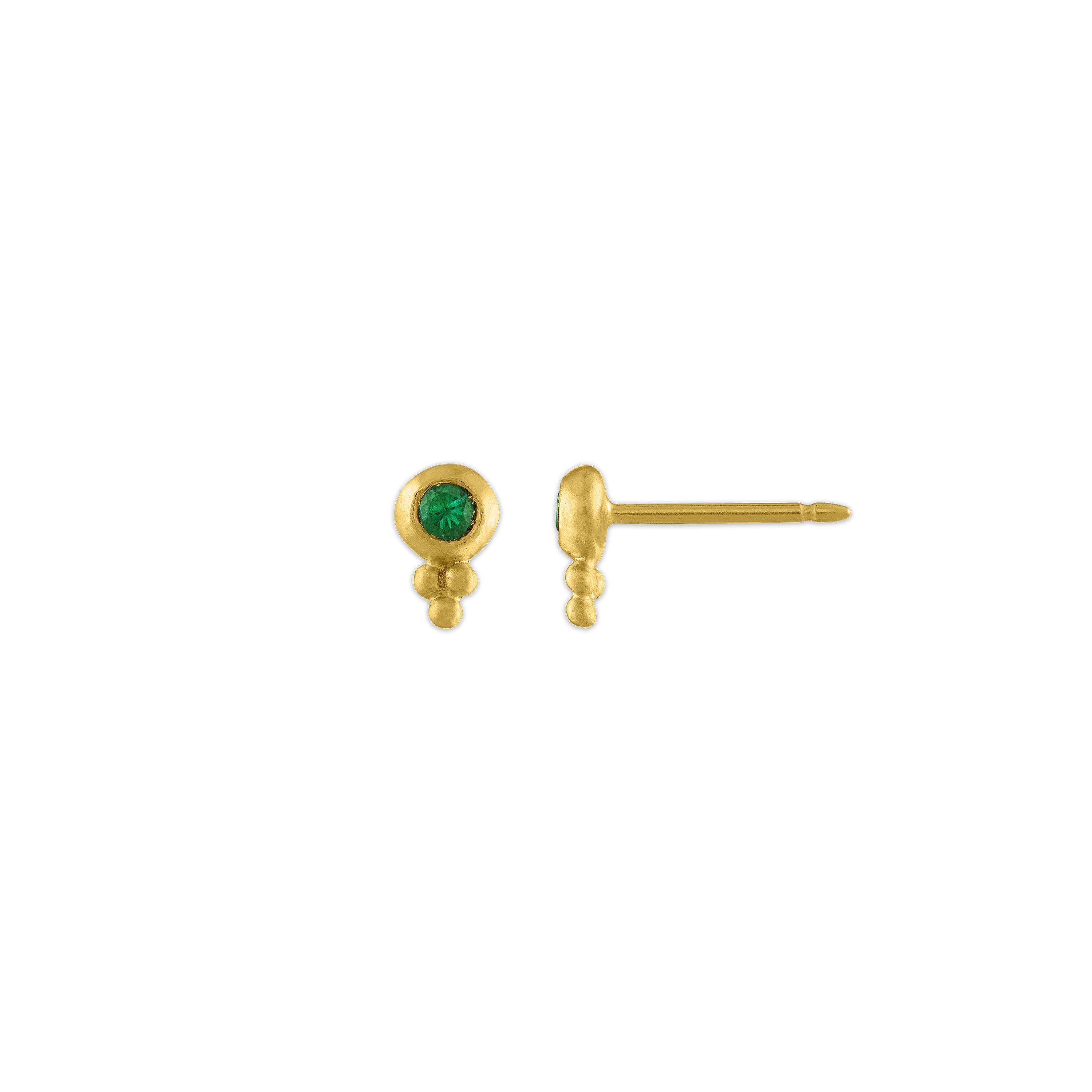 Small Emerald Lentil-Shaped Bulla Earrings