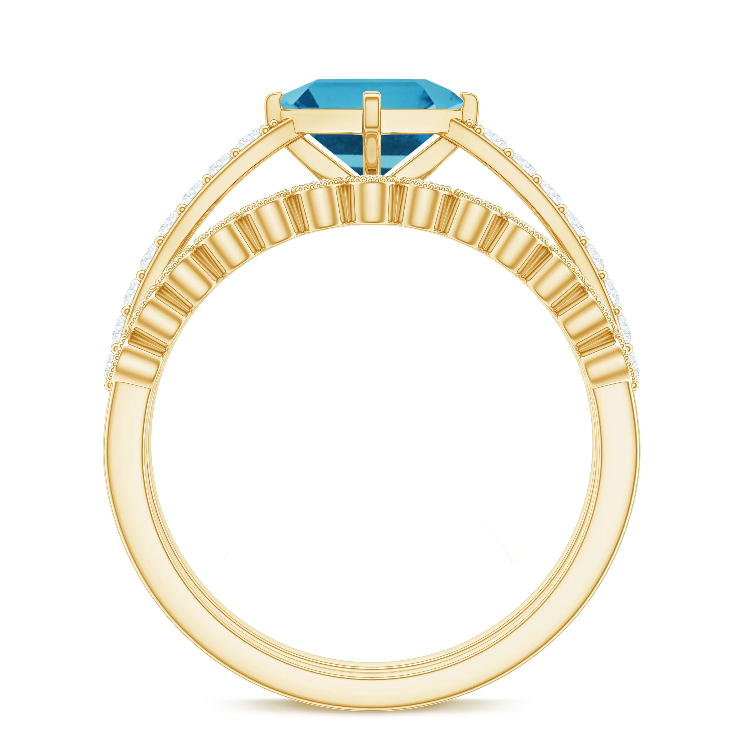 Solitaire Swiss Blue Topaz and Diamond Ring Set