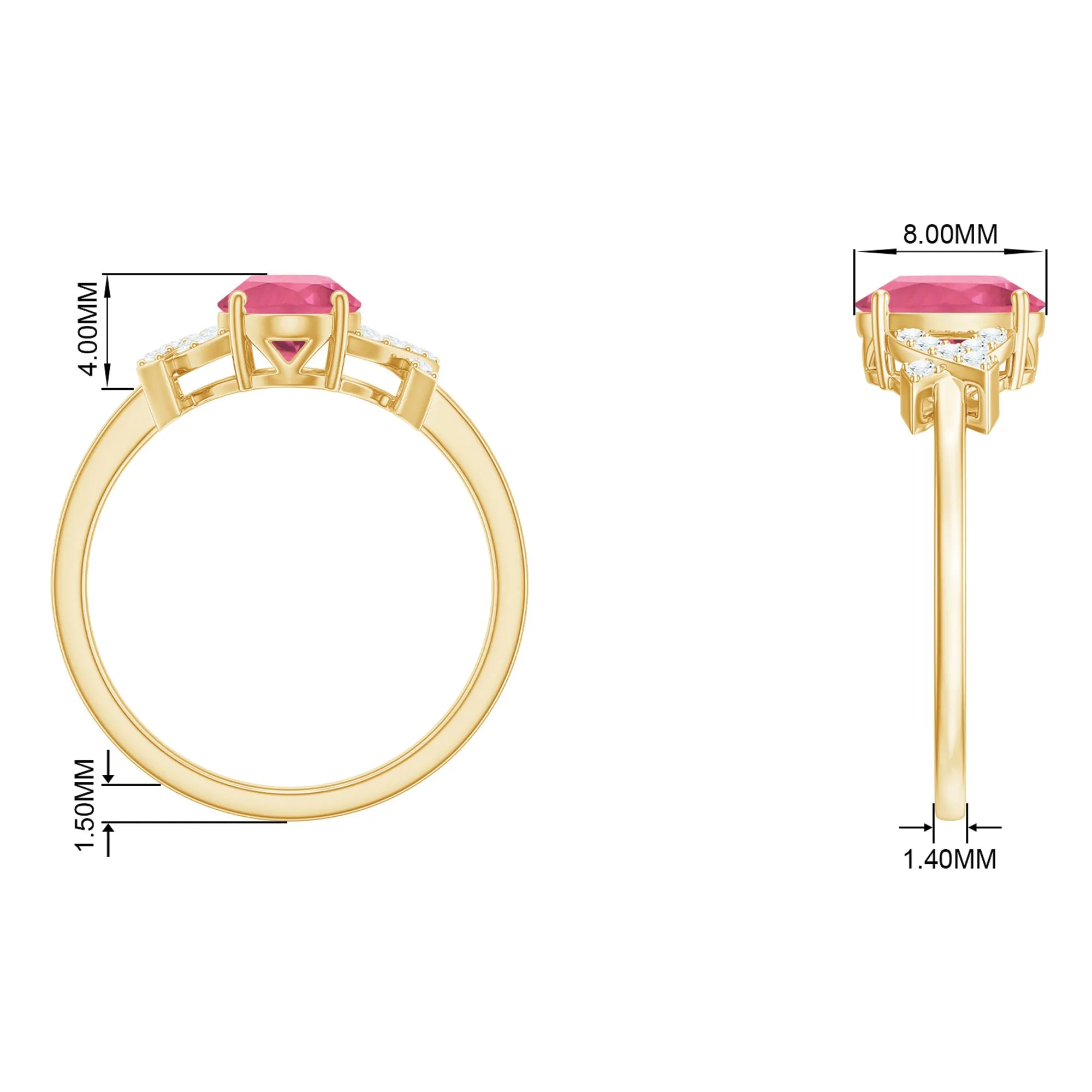 Split Shank Oval Pink Tourmaline and Diamond Solitaire Engagement Ring