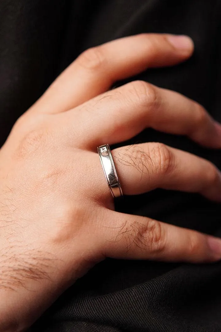Square Signet Stone Ring - Grey