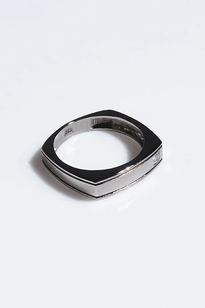Square Signet Stone Ring - Grey