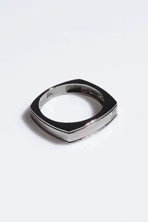 Square Signet Stone Ring - Grey