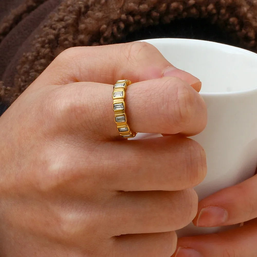 Stackable Bezel Rectangle Baguette Full Eternity Ring
