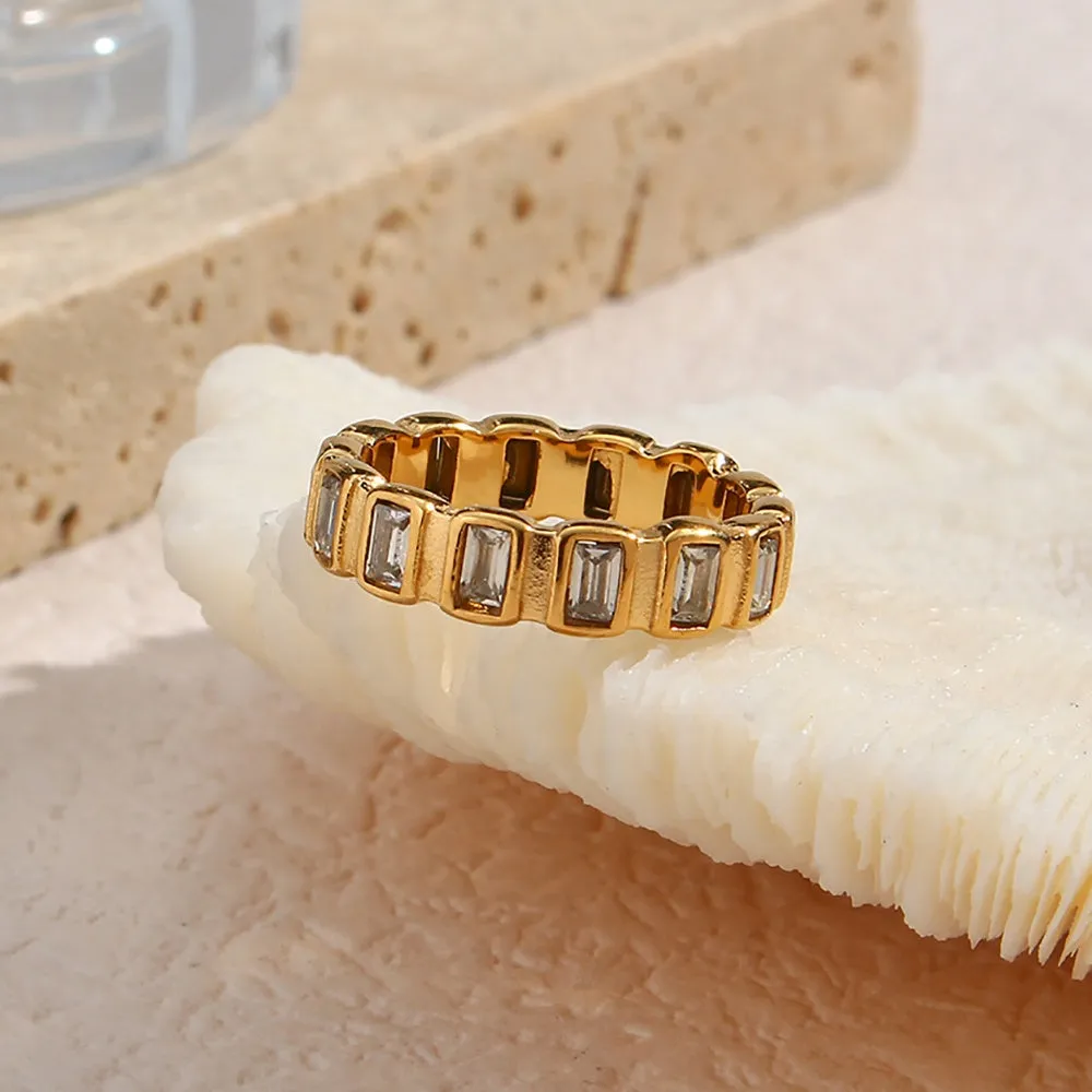 Stackable Bezel Rectangle Baguette Full Eternity Ring