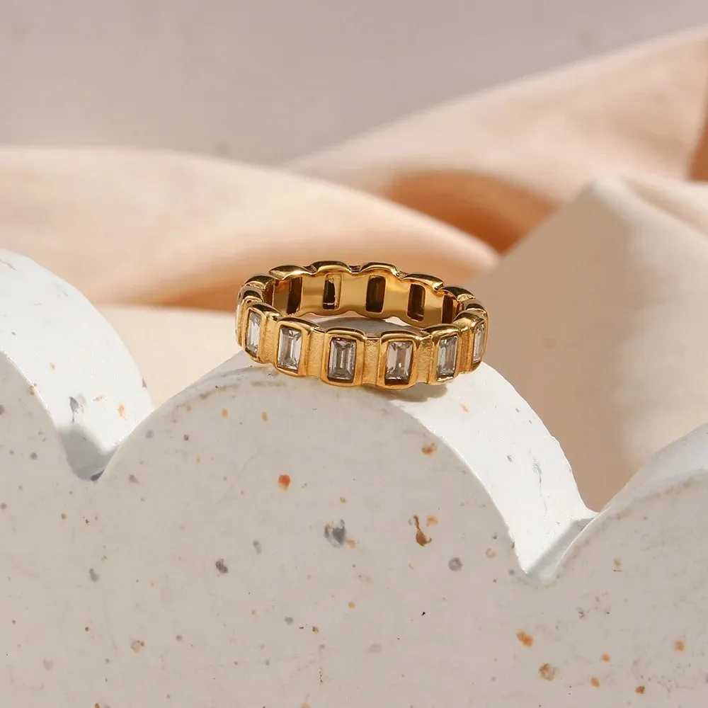 Stackable Bezel Rectangle Baguette Full Eternity Ring