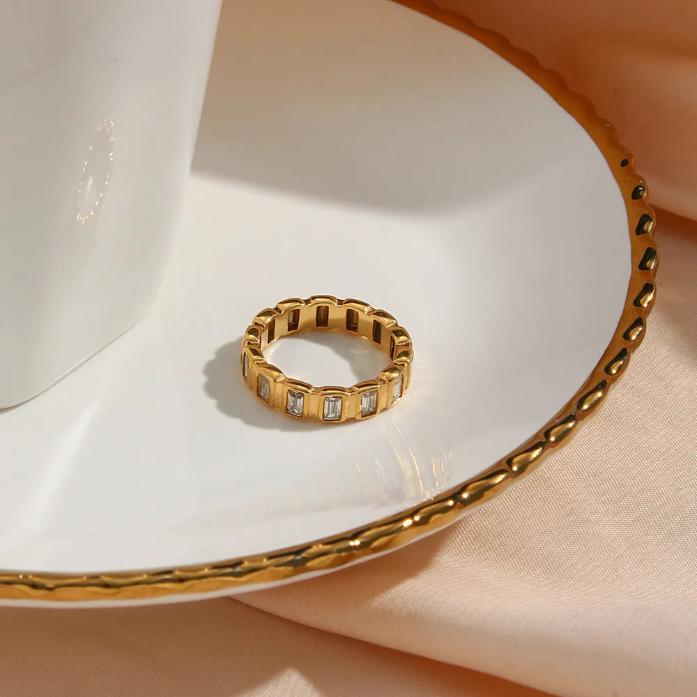 Stackable Bezel Rectangle Baguette Full Eternity Ring