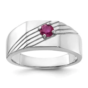 Sterling Silver African Ruby Signet Men's Ring