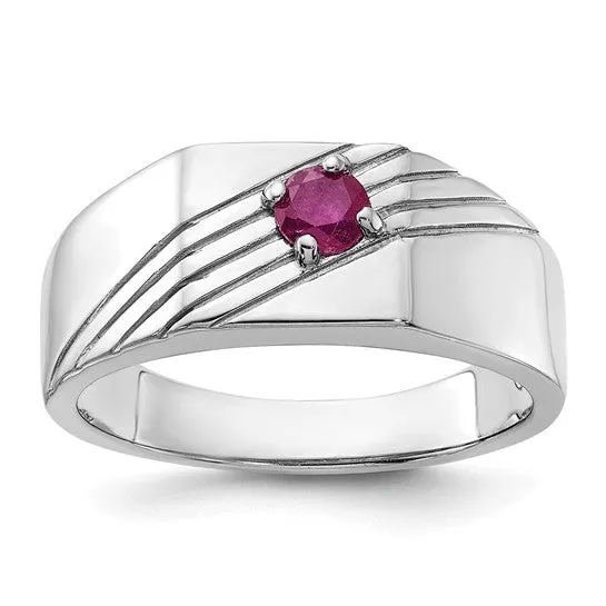 Sterling Silver African Ruby Signet Men's Ring