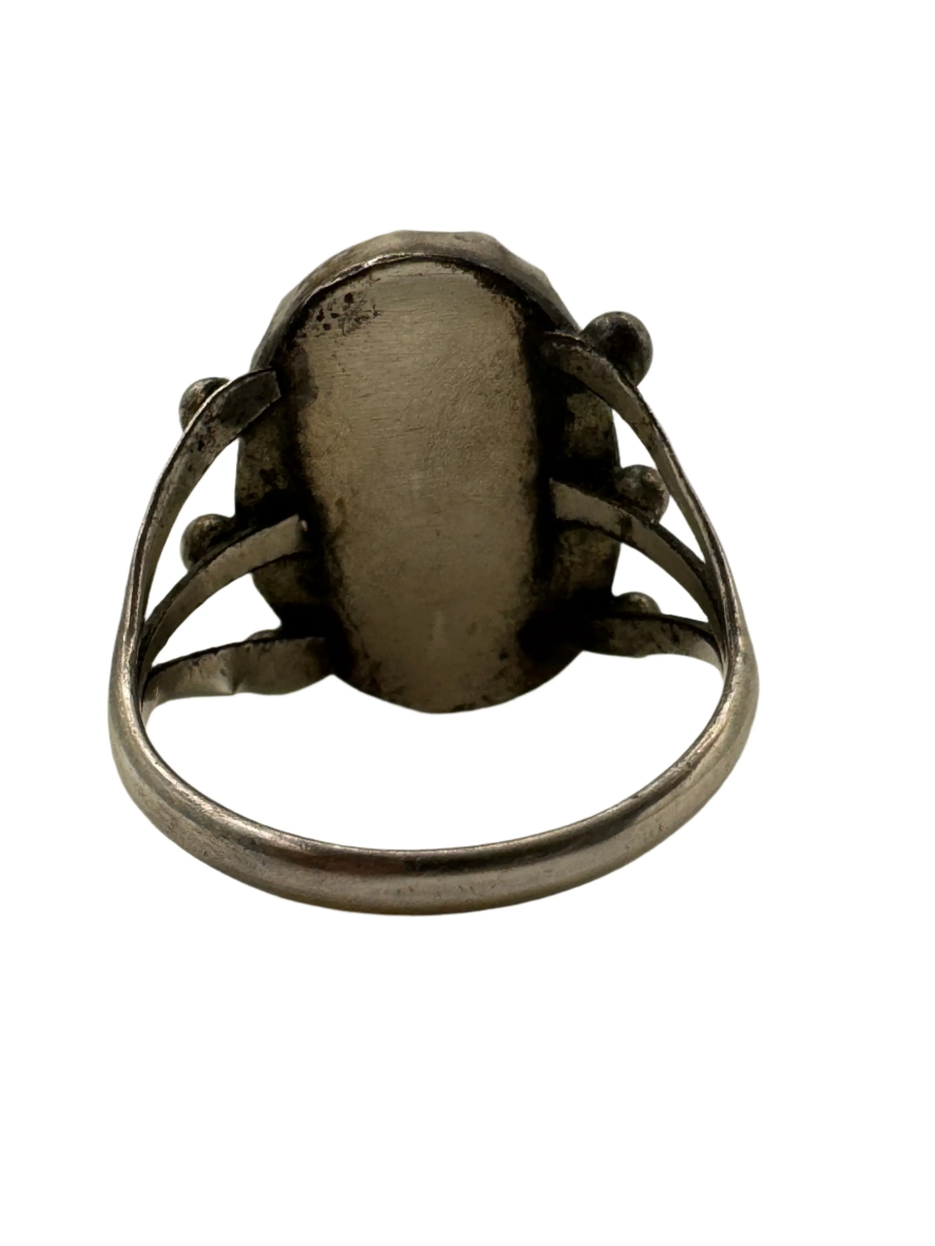 Sterling Silver & Malachite Womens Ring 1960s