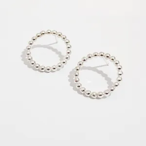 Sterling Silver Beaded Circle Stud Earrings