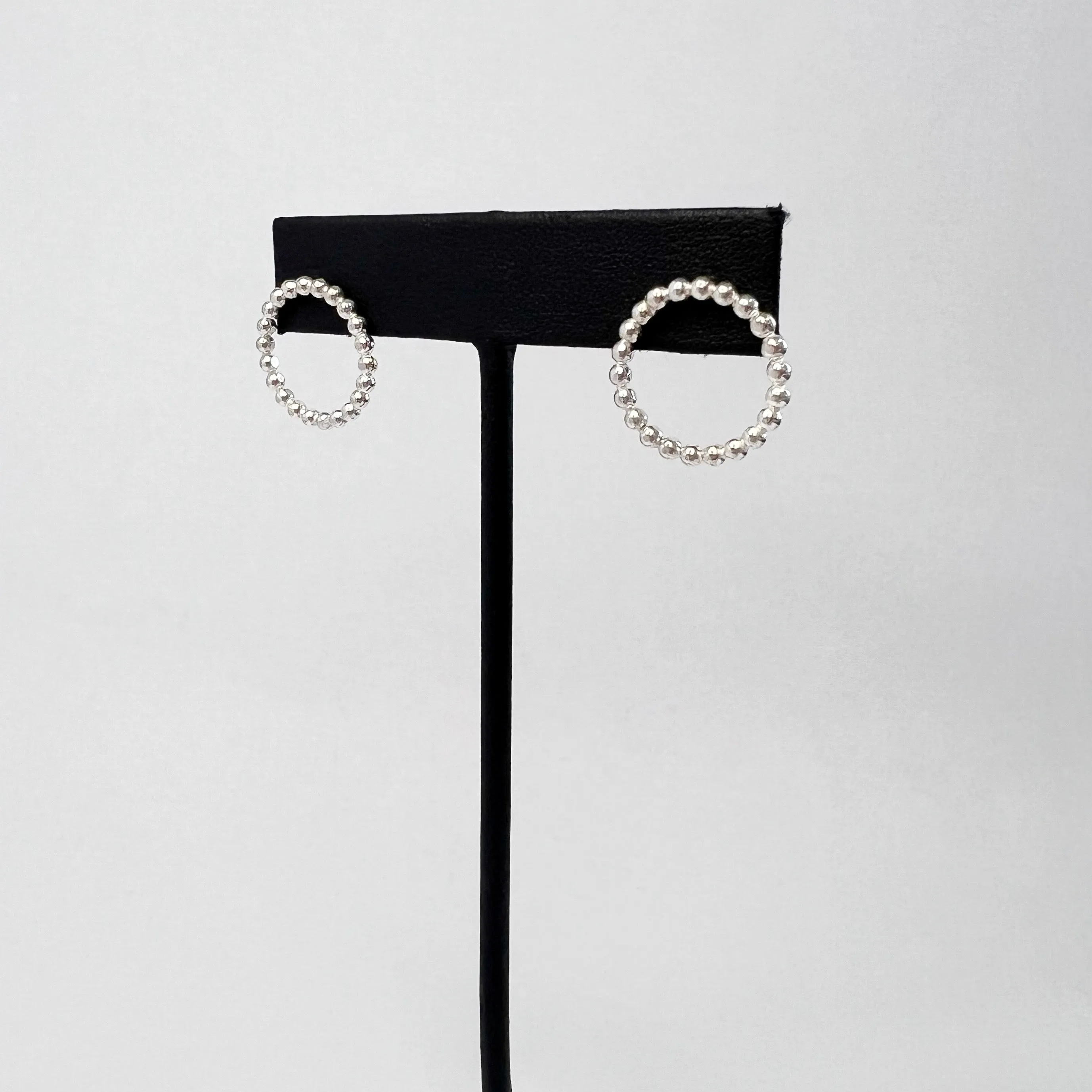 Sterling Silver Beaded Circle Stud Earrings