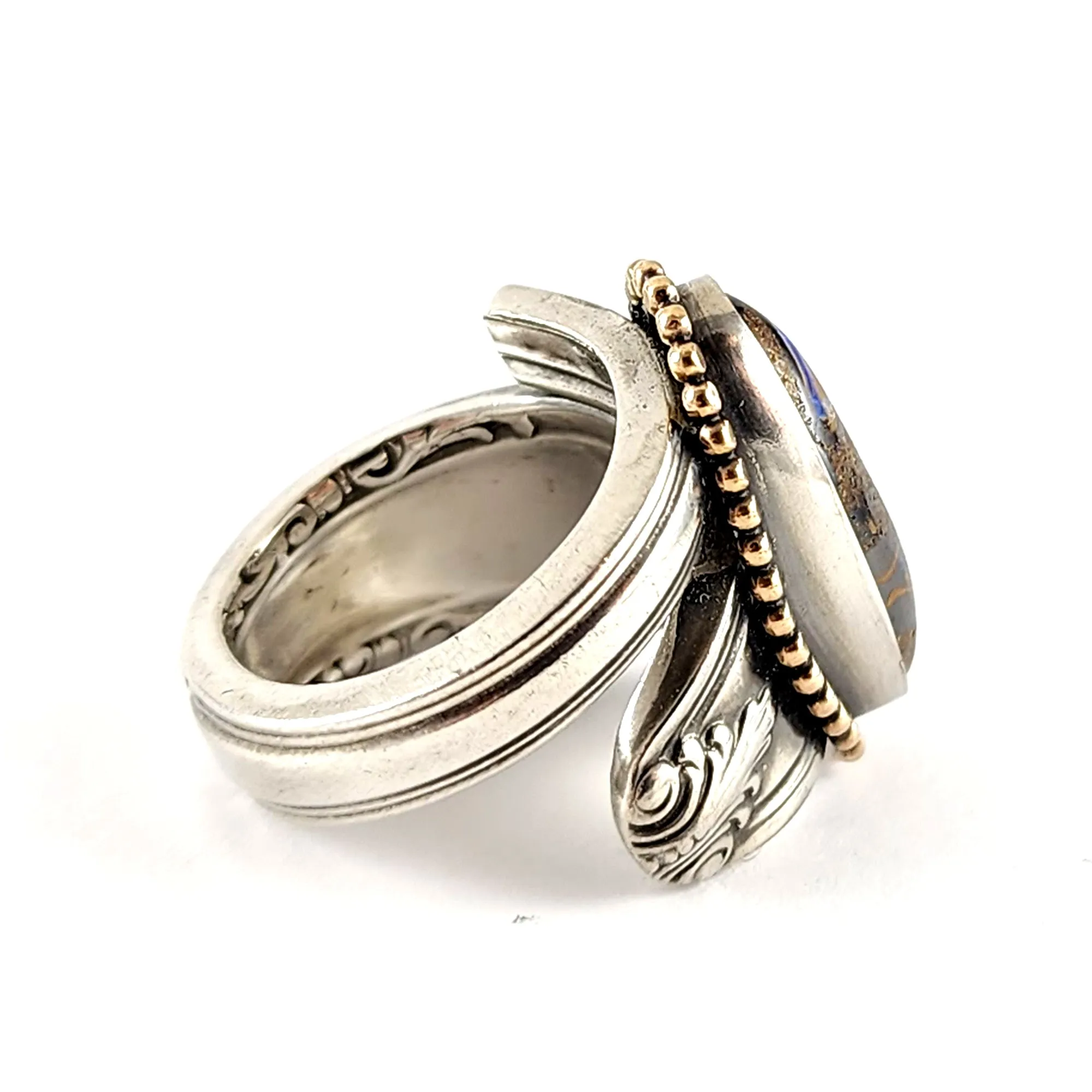 Sterling Silver Boulder Opal Spoon Ring Size 6.5