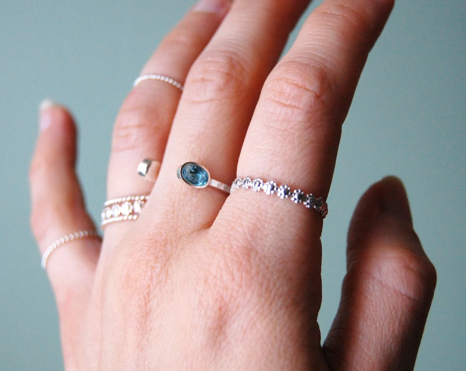 Sterling Silver Twisted Rope Stacking Ring, Silver Knuckle Ring