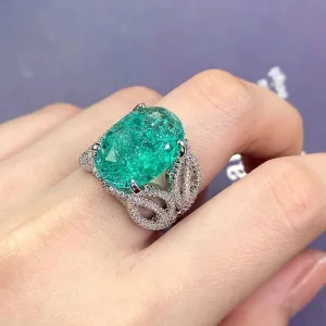 Stunning Large Colorful Geometric Paraiba Zirconia Vintage Rings