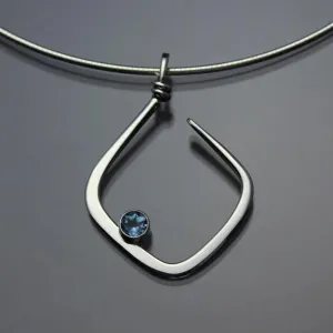 Swiss Blue Topaz Pendant Necklace PEN050TZ Sterling Silver or 14K Gold by John Tzelepis Jewelry