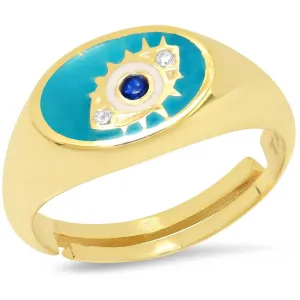 TAI GOLD VERMEIL AND ENAMEL EVIL EYE SIGNET RING