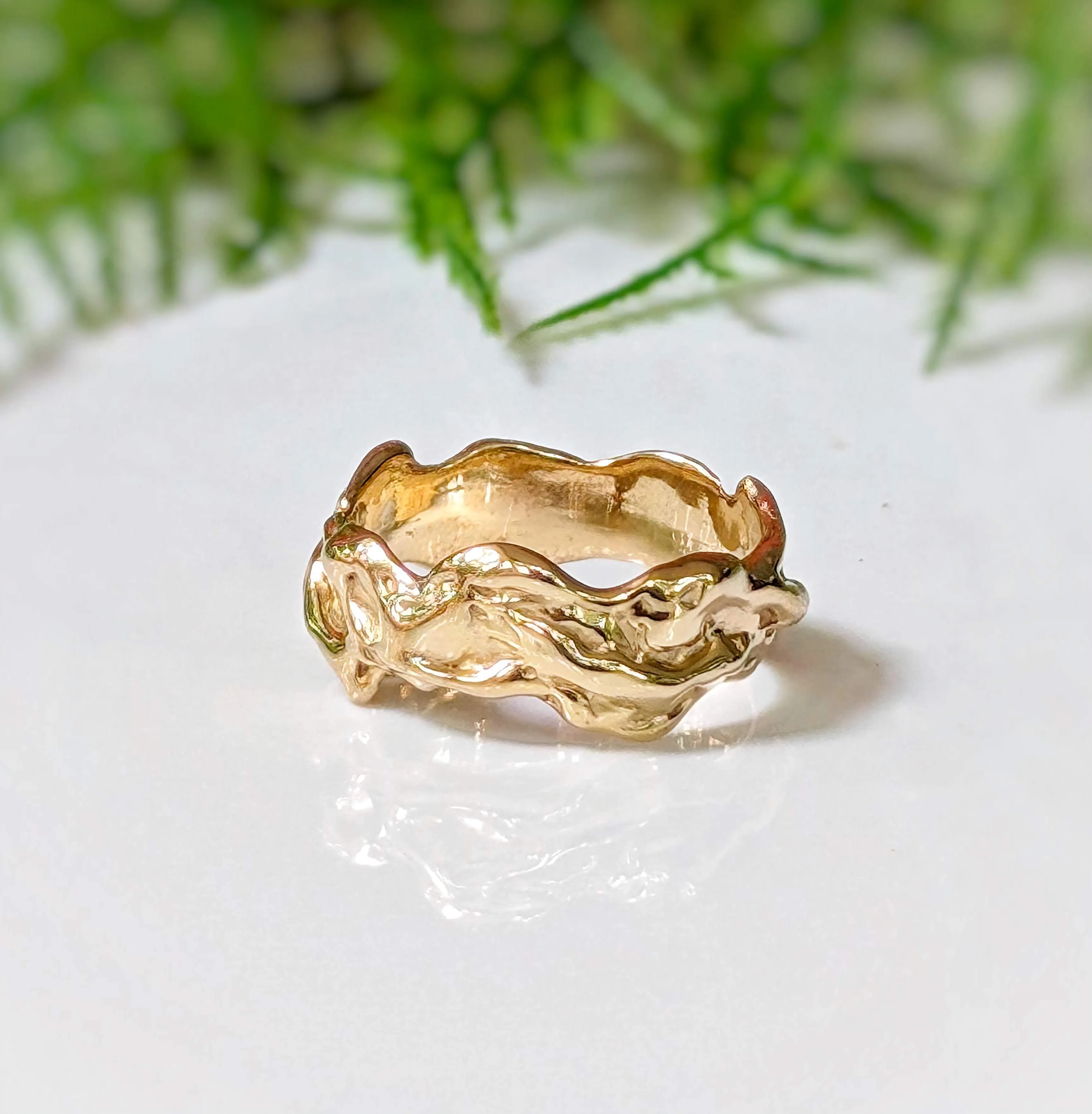 Textured Molten Gold wedding ring
