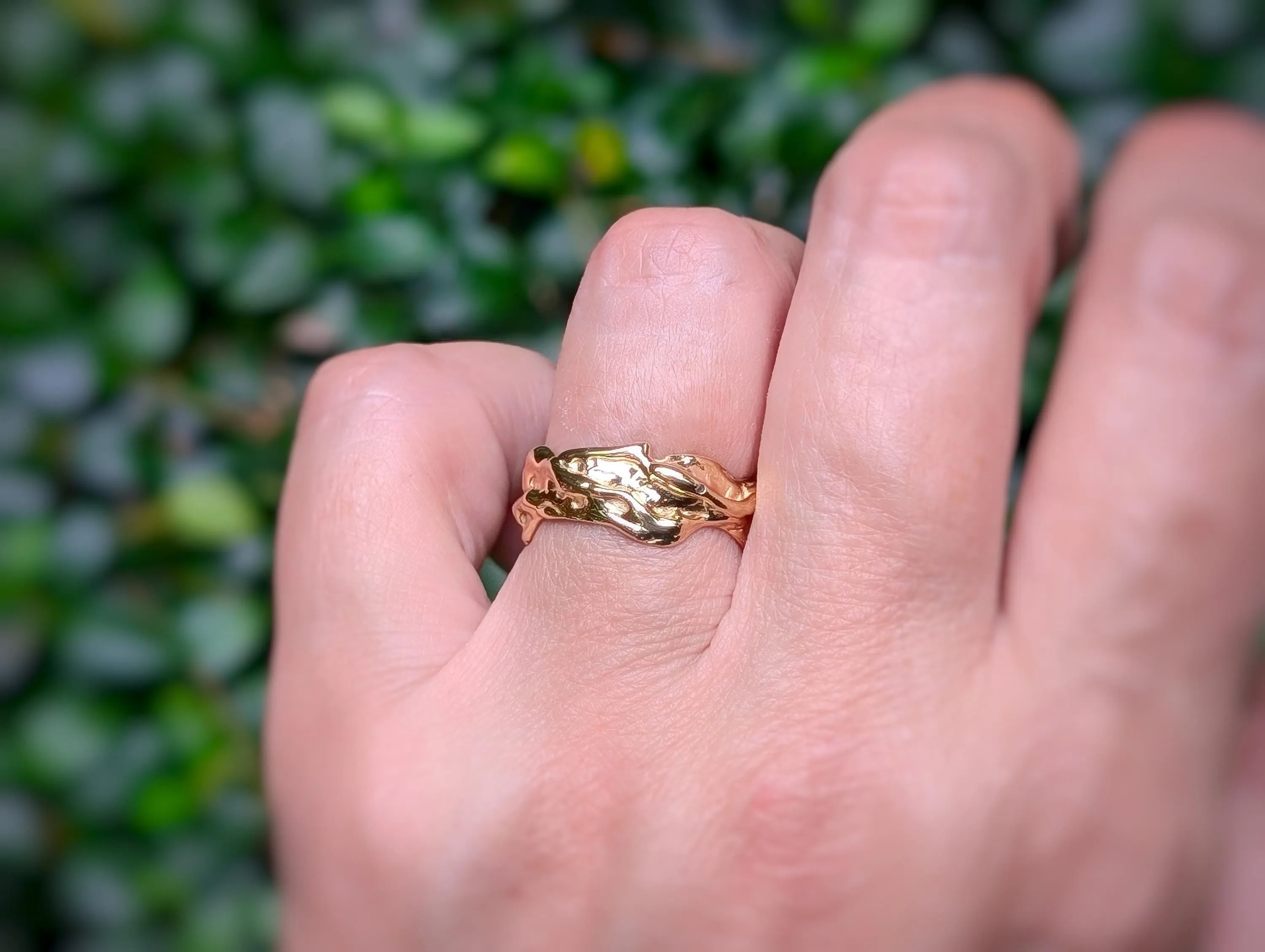 Textured Molten Gold wedding ring
