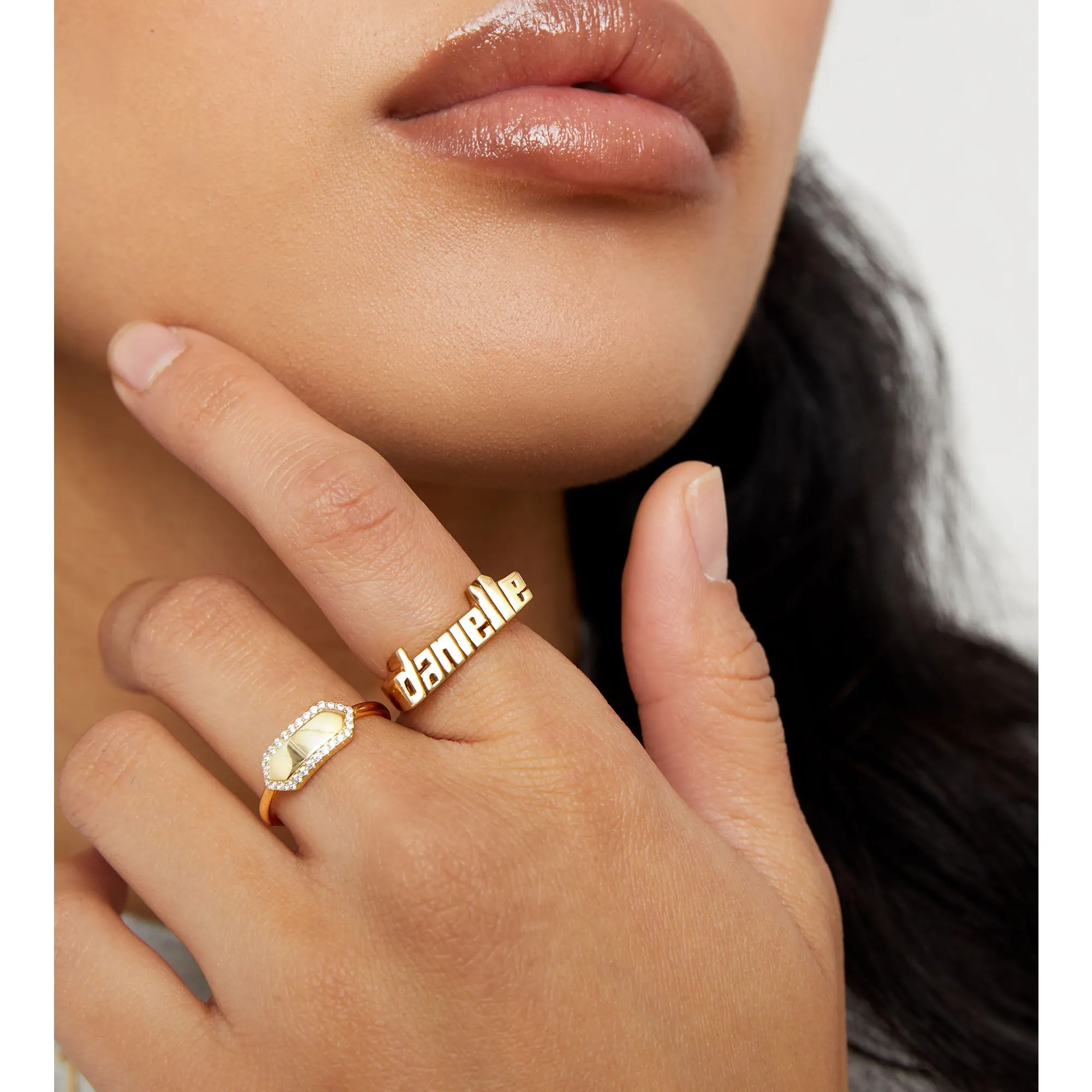 THE PAVE' SLIM SIGNET RING