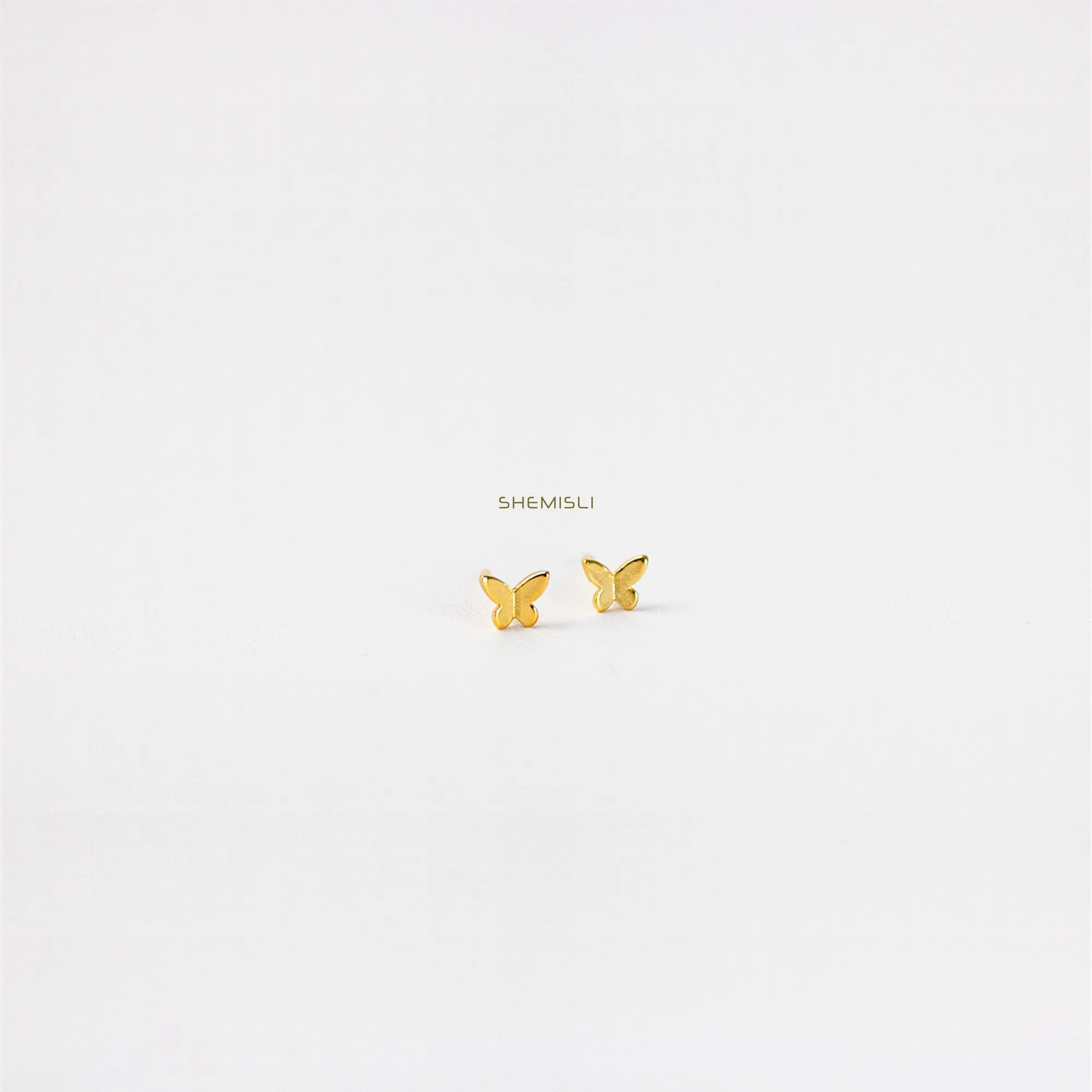 Tiny Butterfly Studs Earrings, Unisex, Gold, Silver - SS042 Butterfly End, SS486 Screw Ball End (Type A)