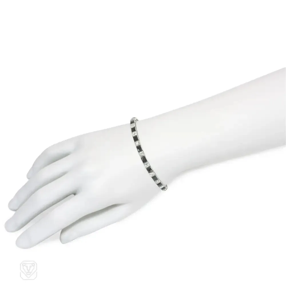 Van Cleef & Arpels Art Deco onyx and diamond line bracelet