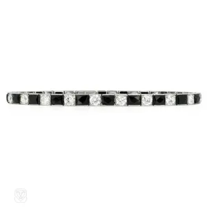 Van Cleef & Arpels Art Deco onyx and diamond line bracelet