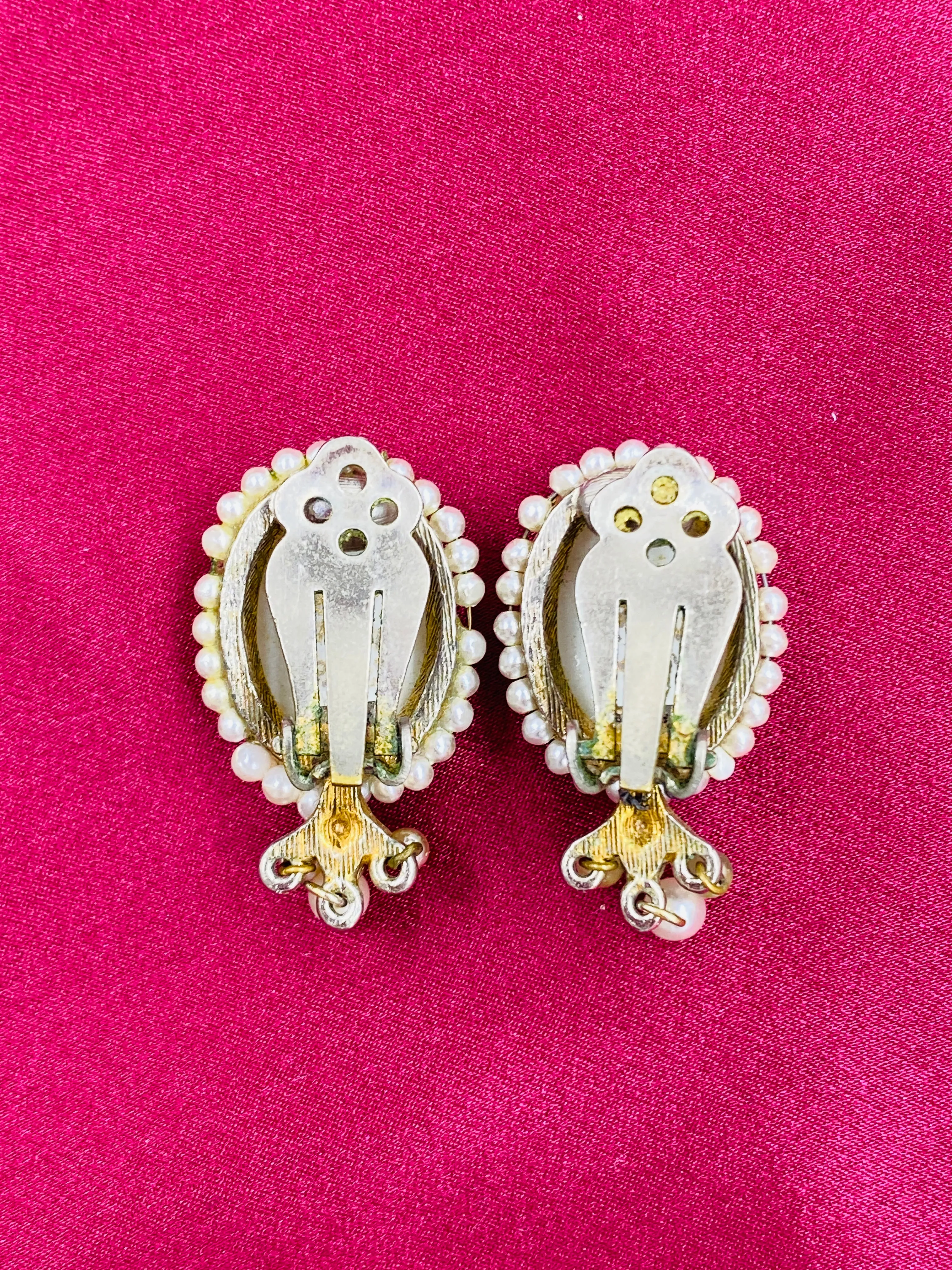 Vintage 1980s Clip-On Porcelain Portrait Earrings & Bracelet Set, Limoges