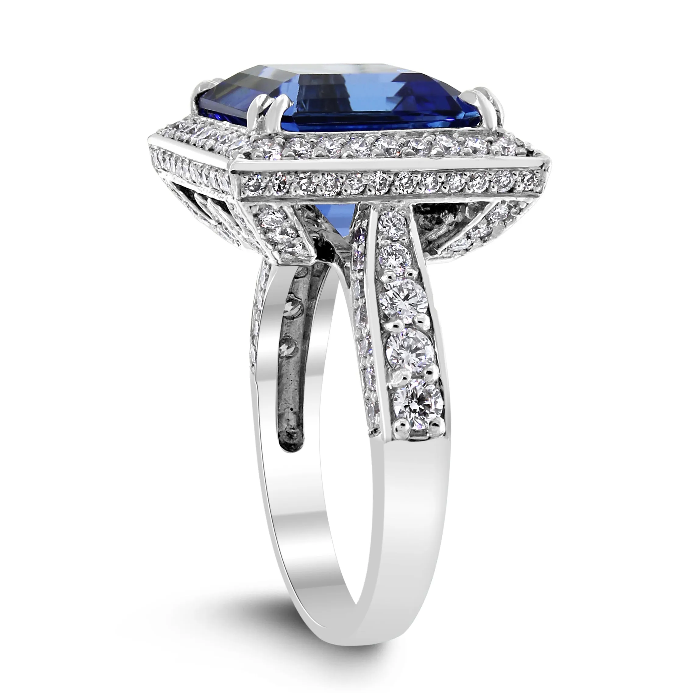 Violet Chameleon Tanzanite Ring (8.92 ct Tanzanite & Diamonds) in White Gold
