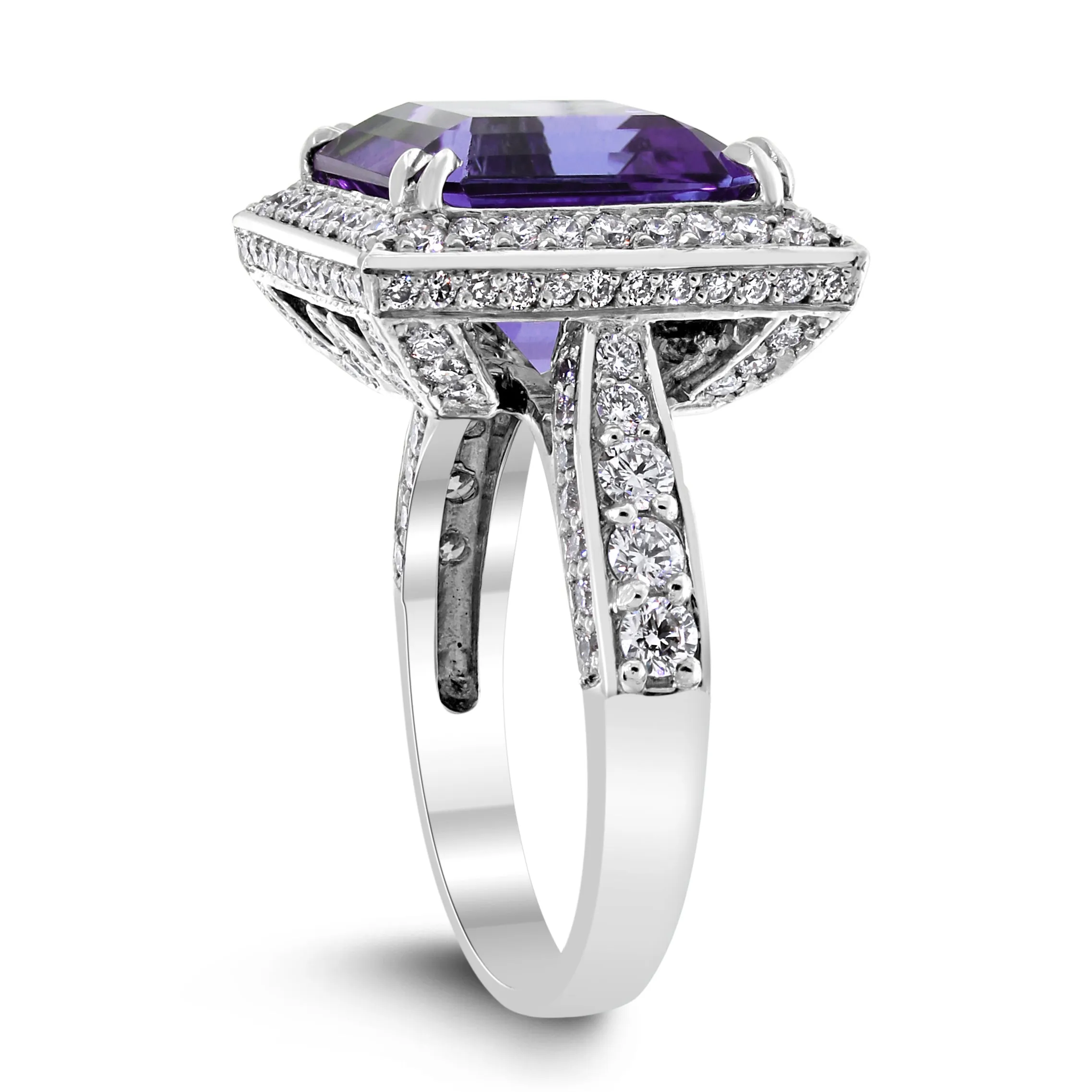 Violet Chameleon Tanzanite Ring (8.92 ct Tanzanite & Diamonds) in White Gold