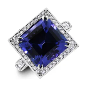 Violet Chameleon Tanzanite Ring (8.92 ct Tanzanite & Diamonds) in White Gold