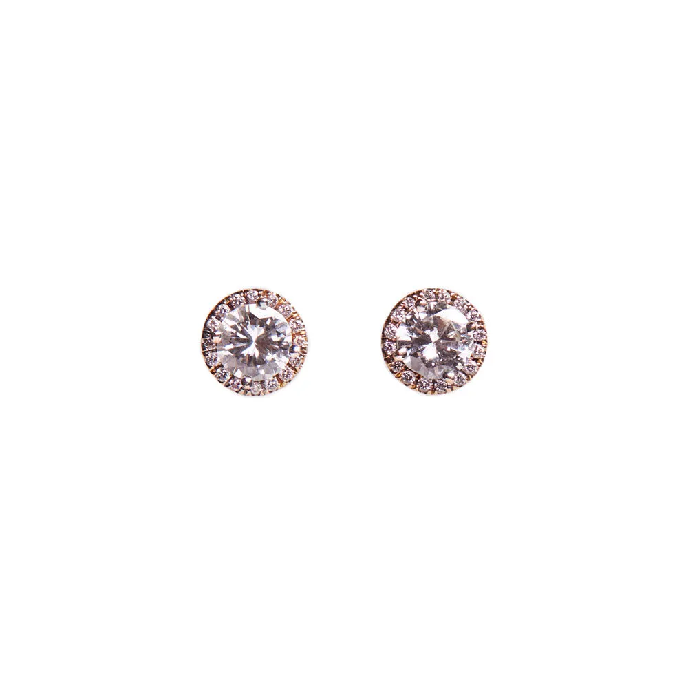 White Diamond Stud Earrings
