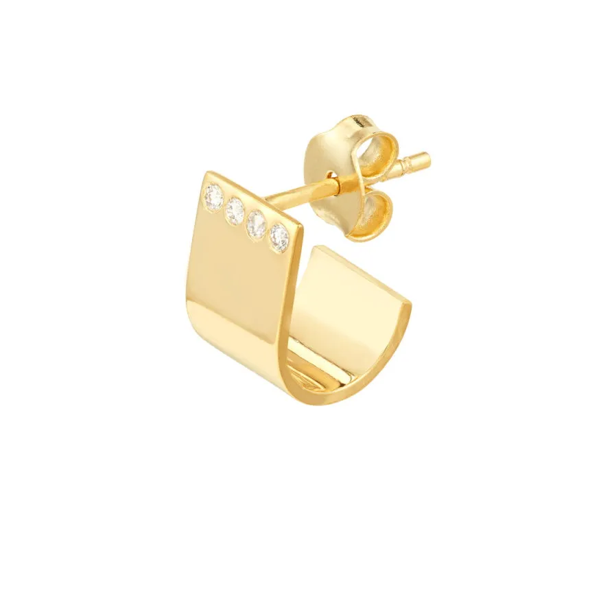 Wide Diamond Huggie Earrings