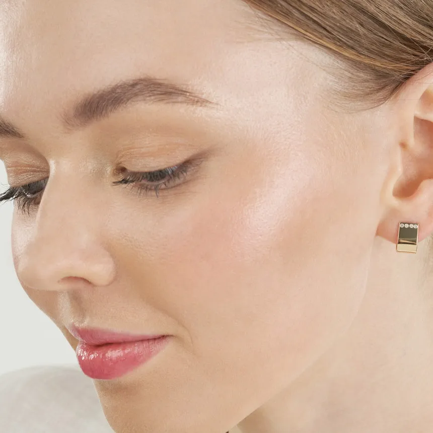 Wide Diamond Huggie Earrings