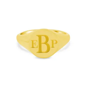 Women's Round Signet Ring - Medium - Laser Engraved Roman Monogram