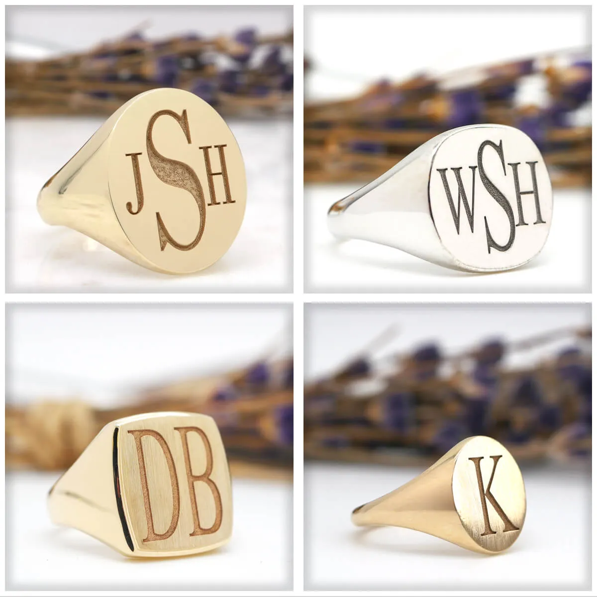 Women's Round Signet Ring - Medium - Laser Engraved Roman Monogram