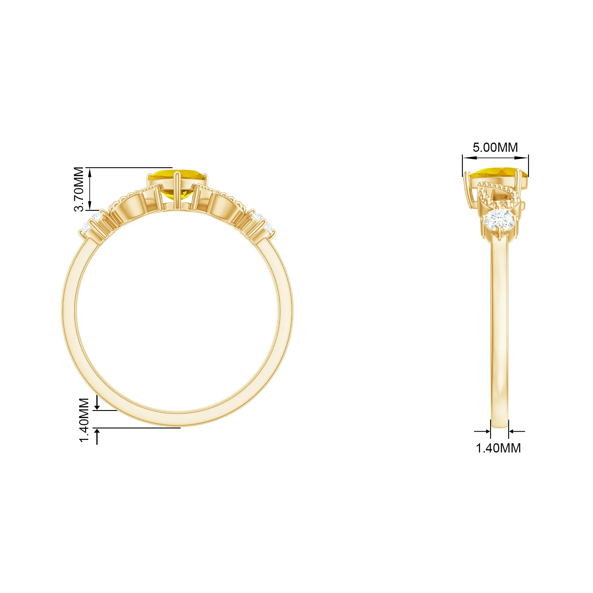 Yellow Sapphire Heart Engagement Ring with Diamond