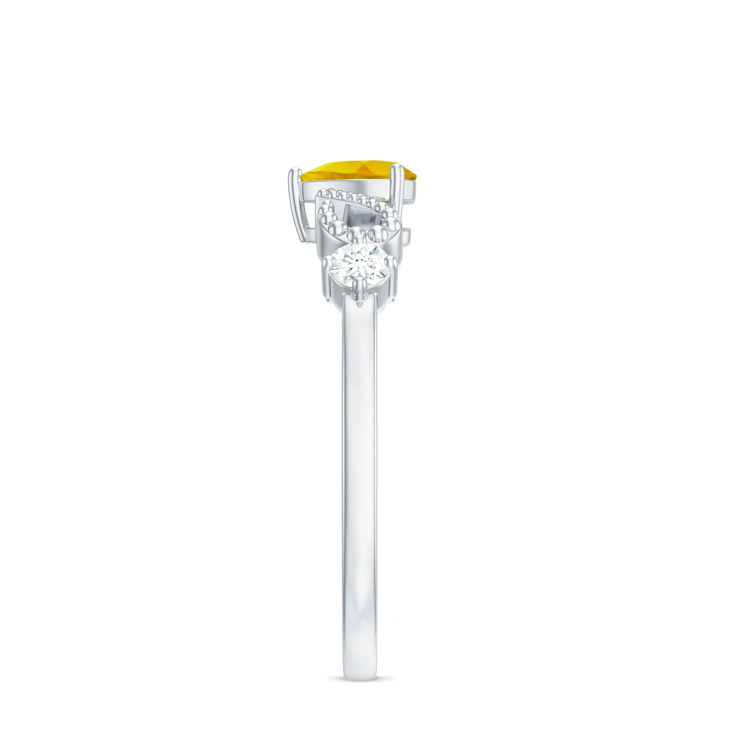 Yellow Sapphire Heart Engagement Ring with Diamond