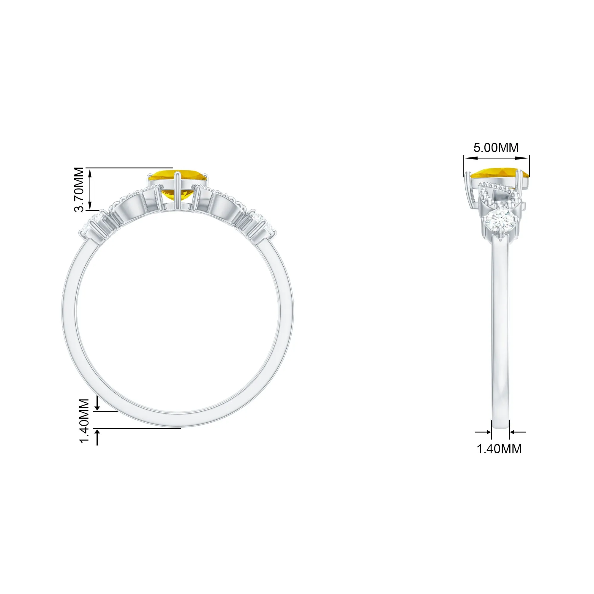 Yellow Sapphire Heart Engagement Ring with Diamond