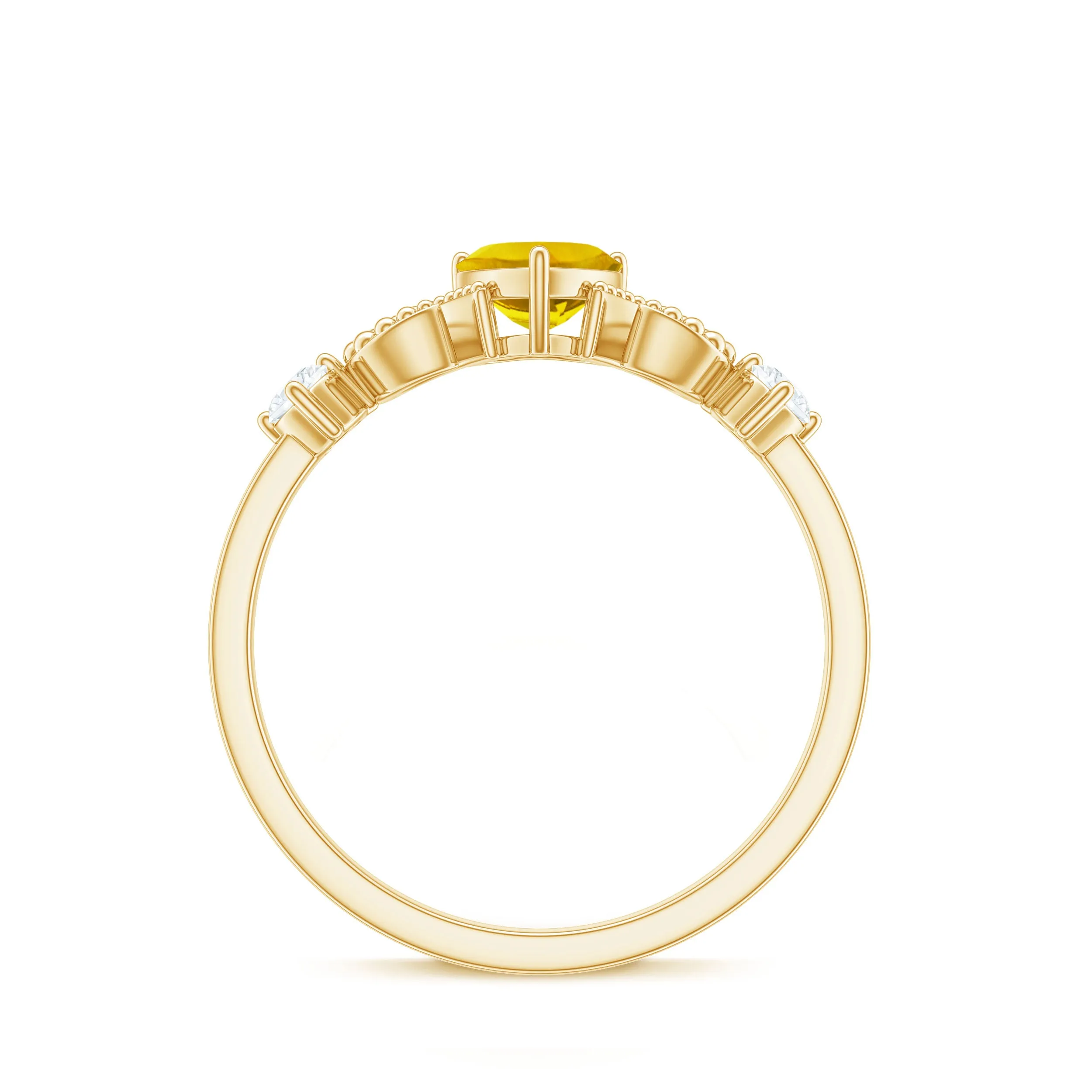 Yellow Sapphire Heart Engagement Ring with Diamond