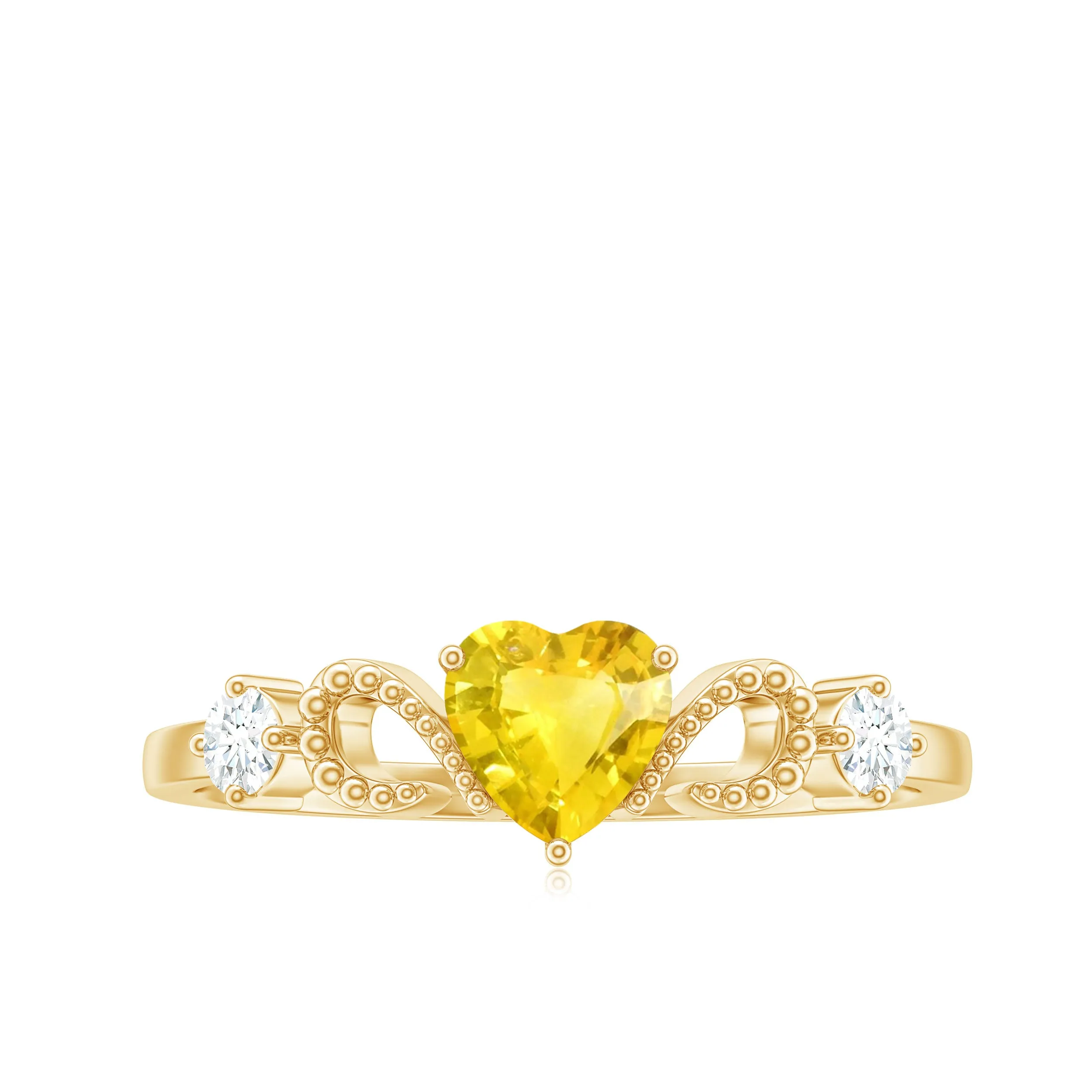 Yellow Sapphire Heart Engagement Ring with Diamond