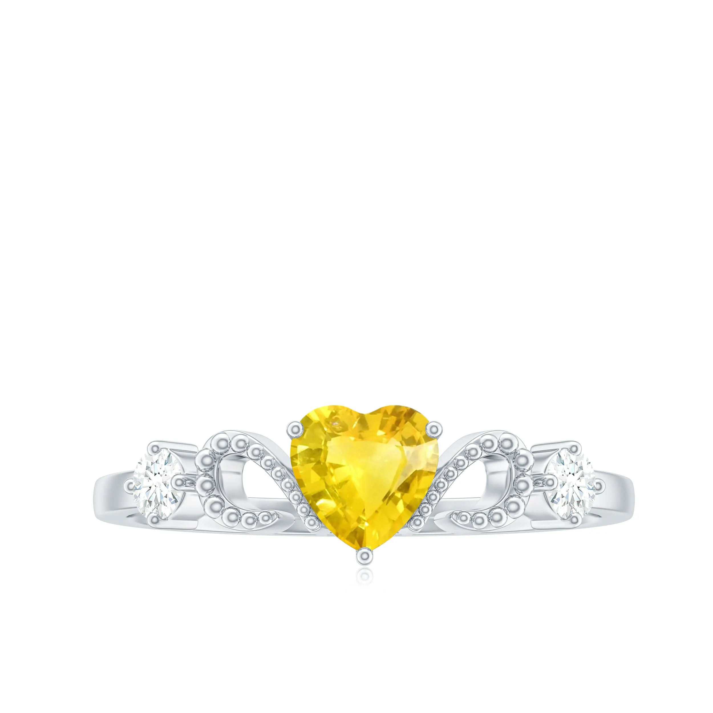 Yellow Sapphire Heart Engagement Ring with Diamond